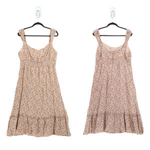Reformation Women 18 Plus Sunstone Floral Dress Beige Orange Smocked Tiered NEW